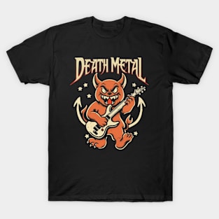 Death Metal Satanic Baphomet Cat playing guitar T-Shirt